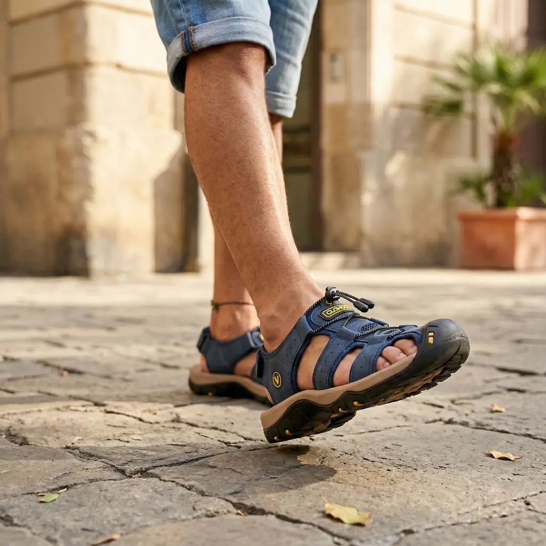 Adan Sandalias de cuero transpirables para hombre